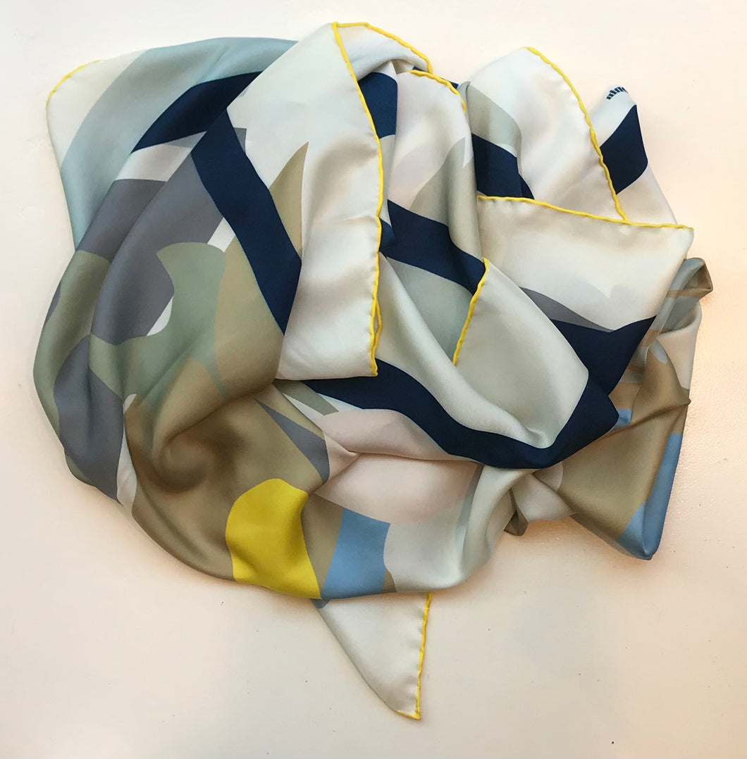 Silk twill scarf butterfly deconstructed soft color